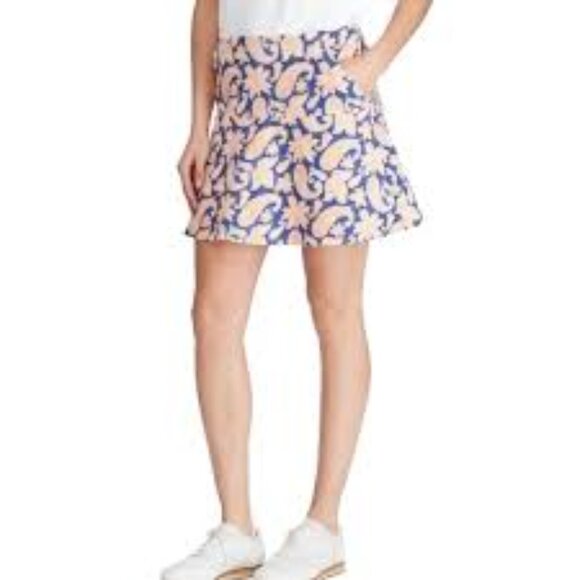 Polo Ralph Lauren Golf Women’s Orange Paisley Moisture Wicking A-Line Skort Sz M